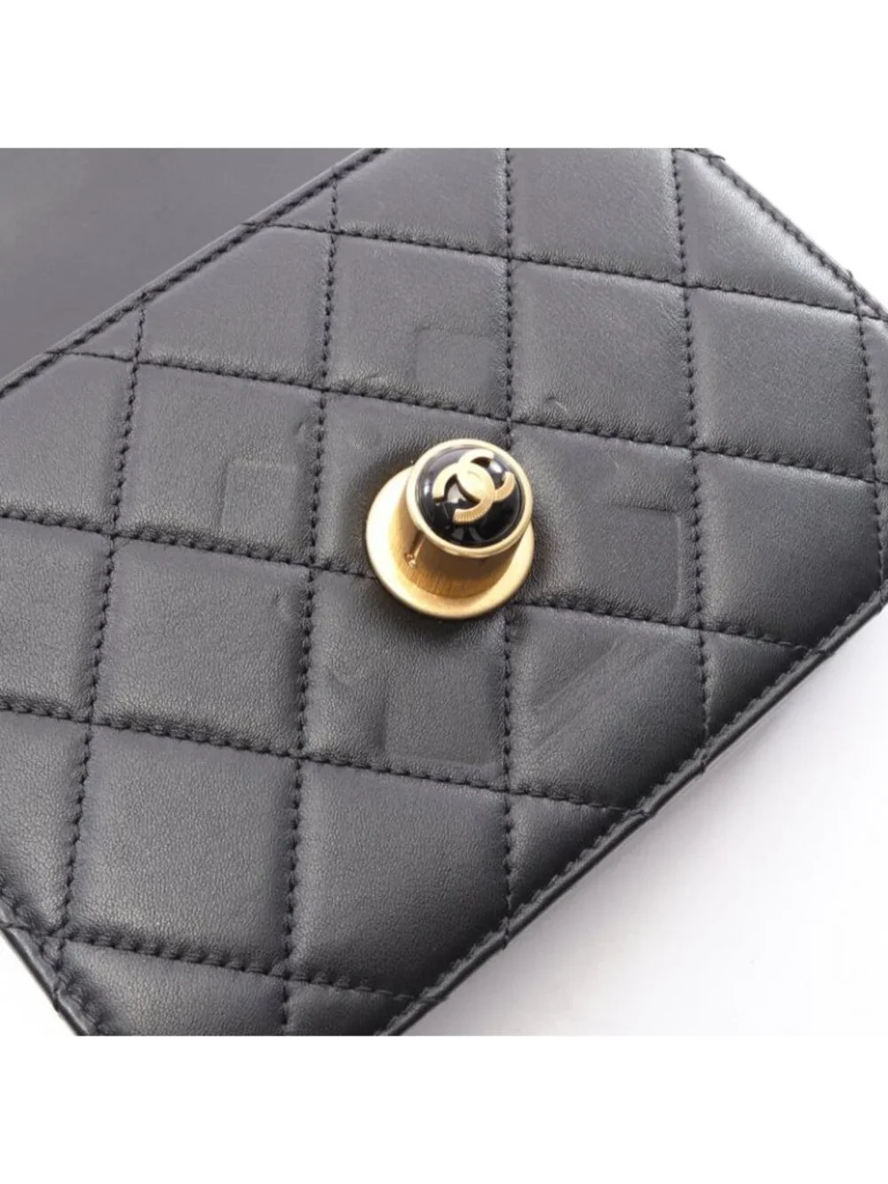 Chanel Shoulder Bag Quilted 2-Way Black Lambskin Small Flap Chain